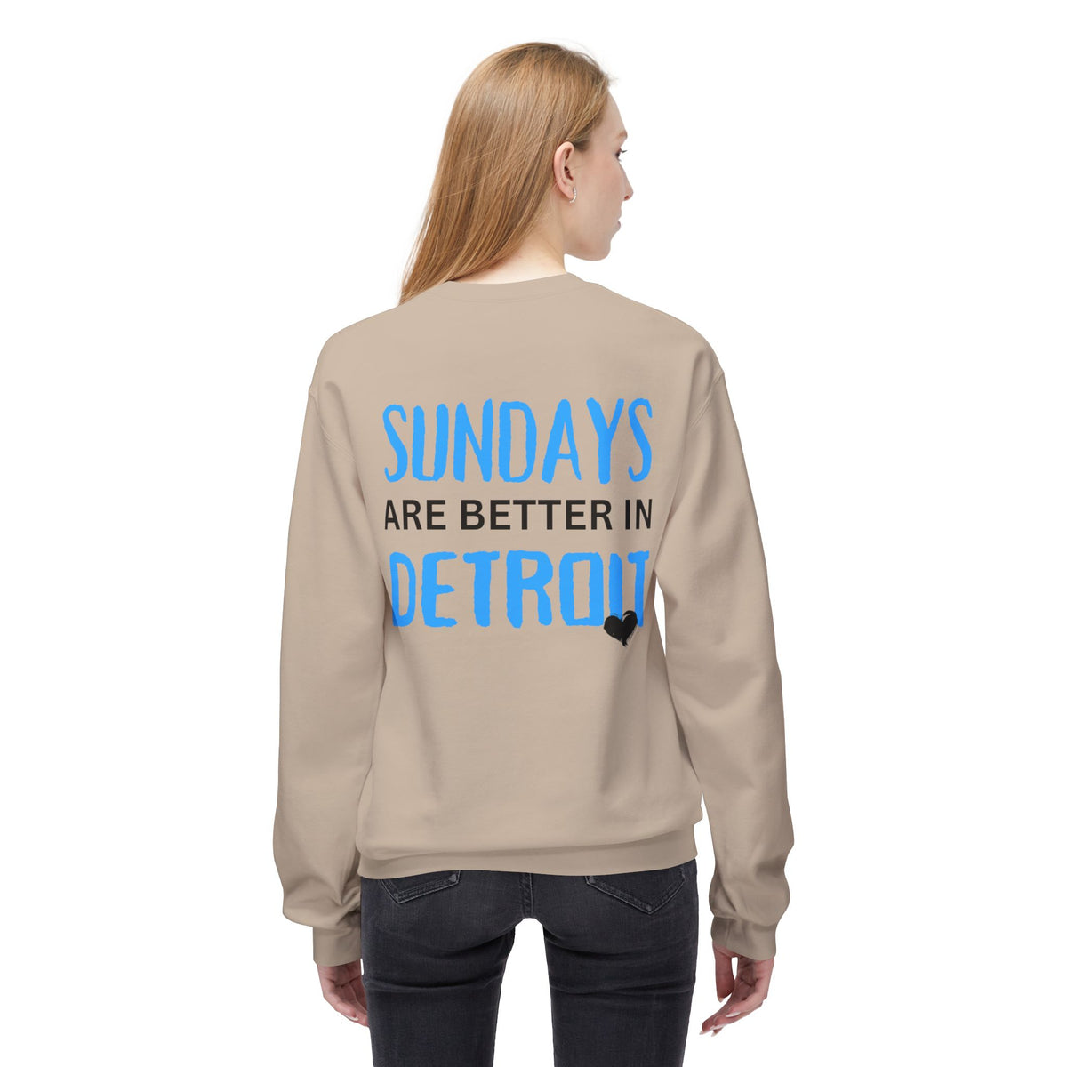Detroit Sundays Front & Back Crewneck Sweatshirt, Cozy Unisex Fleece