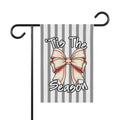 Baseball Bow Garden Flag – "'Tis The Season" Striped House Banner