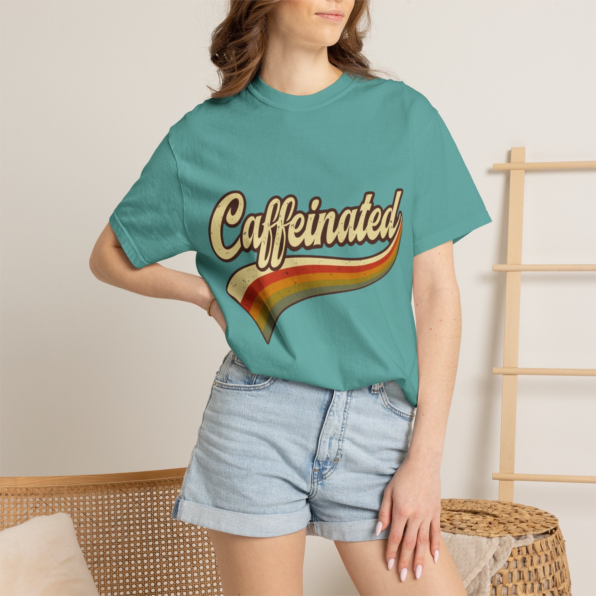 Caffeinated Retro Rainbow T-Shirt
