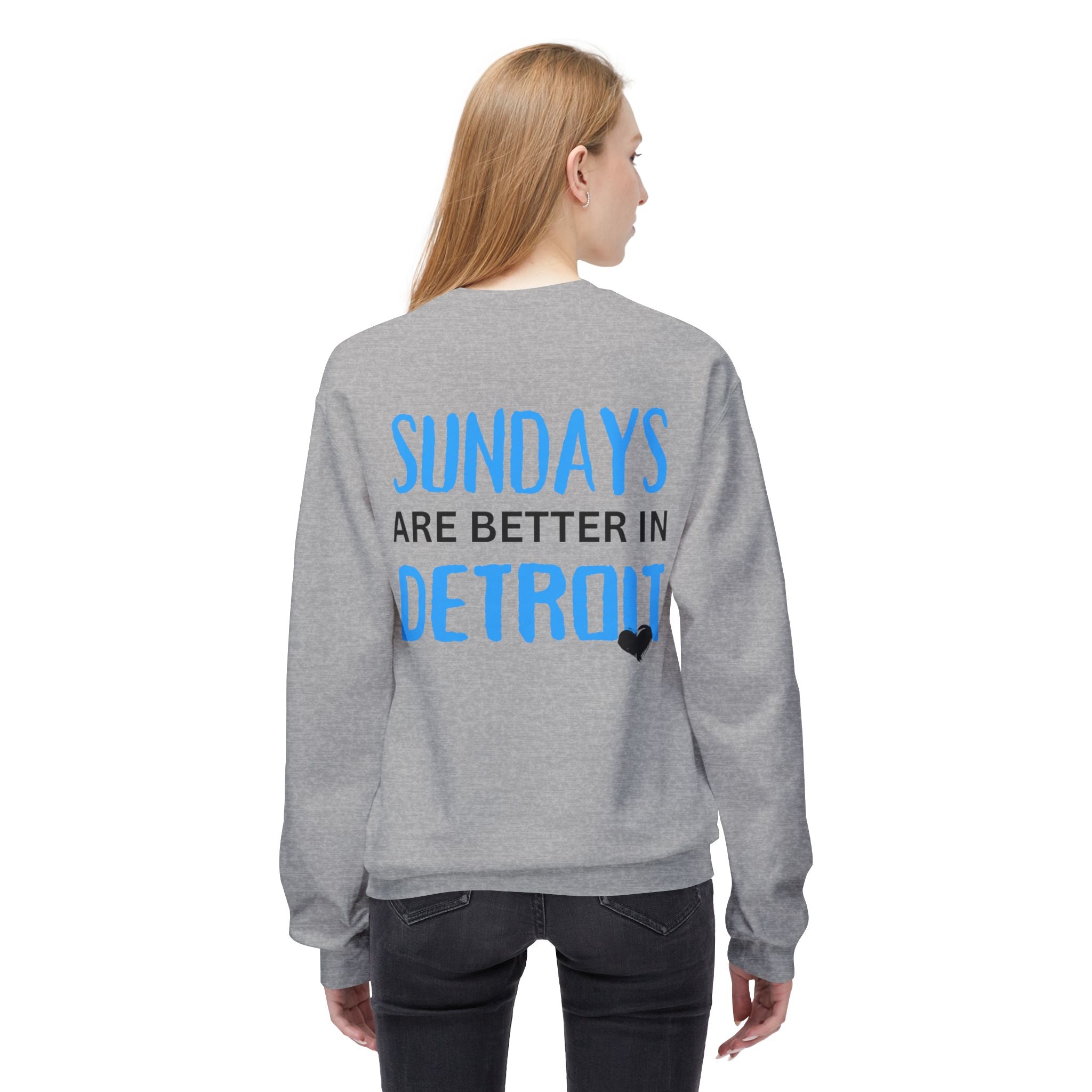 Detroit Sundays Front & Back Crewneck Sweatshirt, Cozy Unisex Fleece