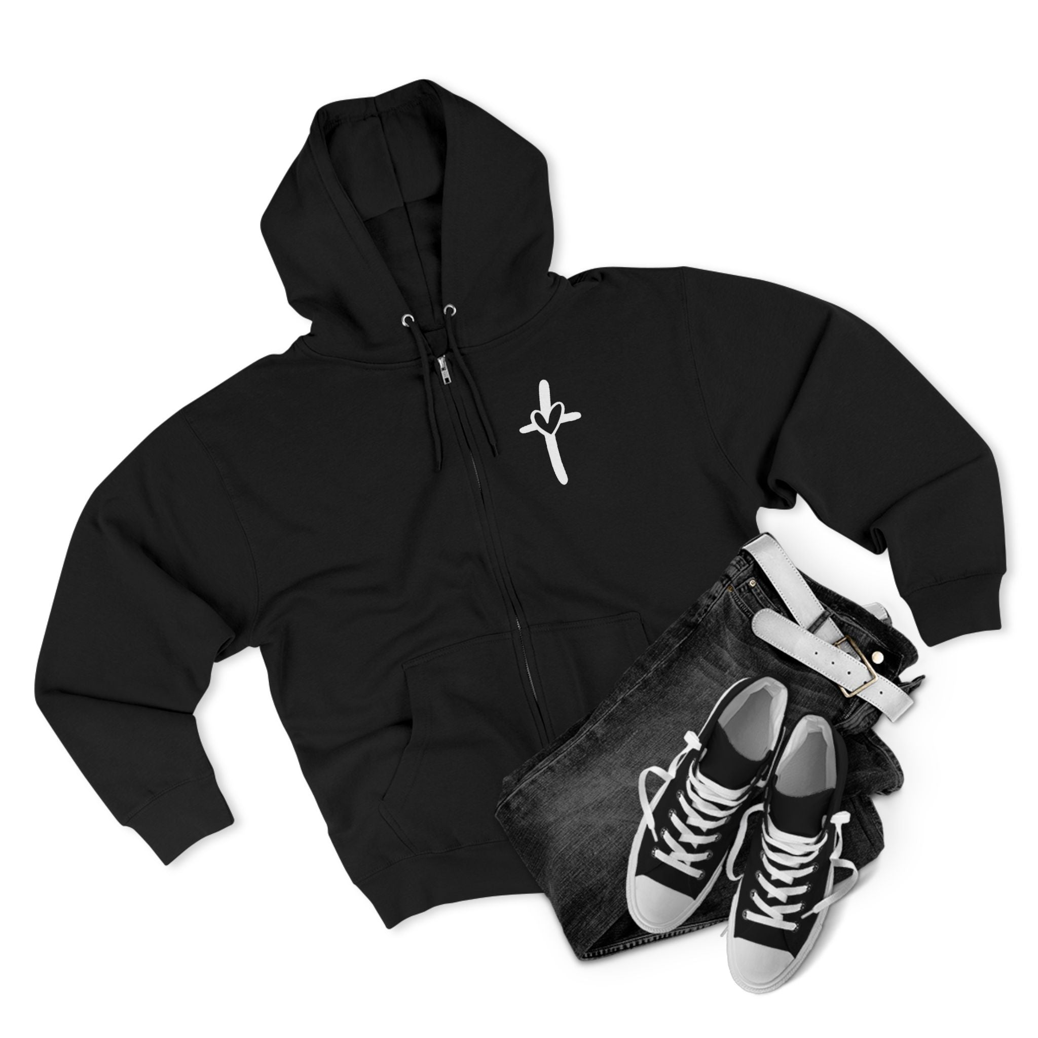 Cross & Heart Zip Hoodie
