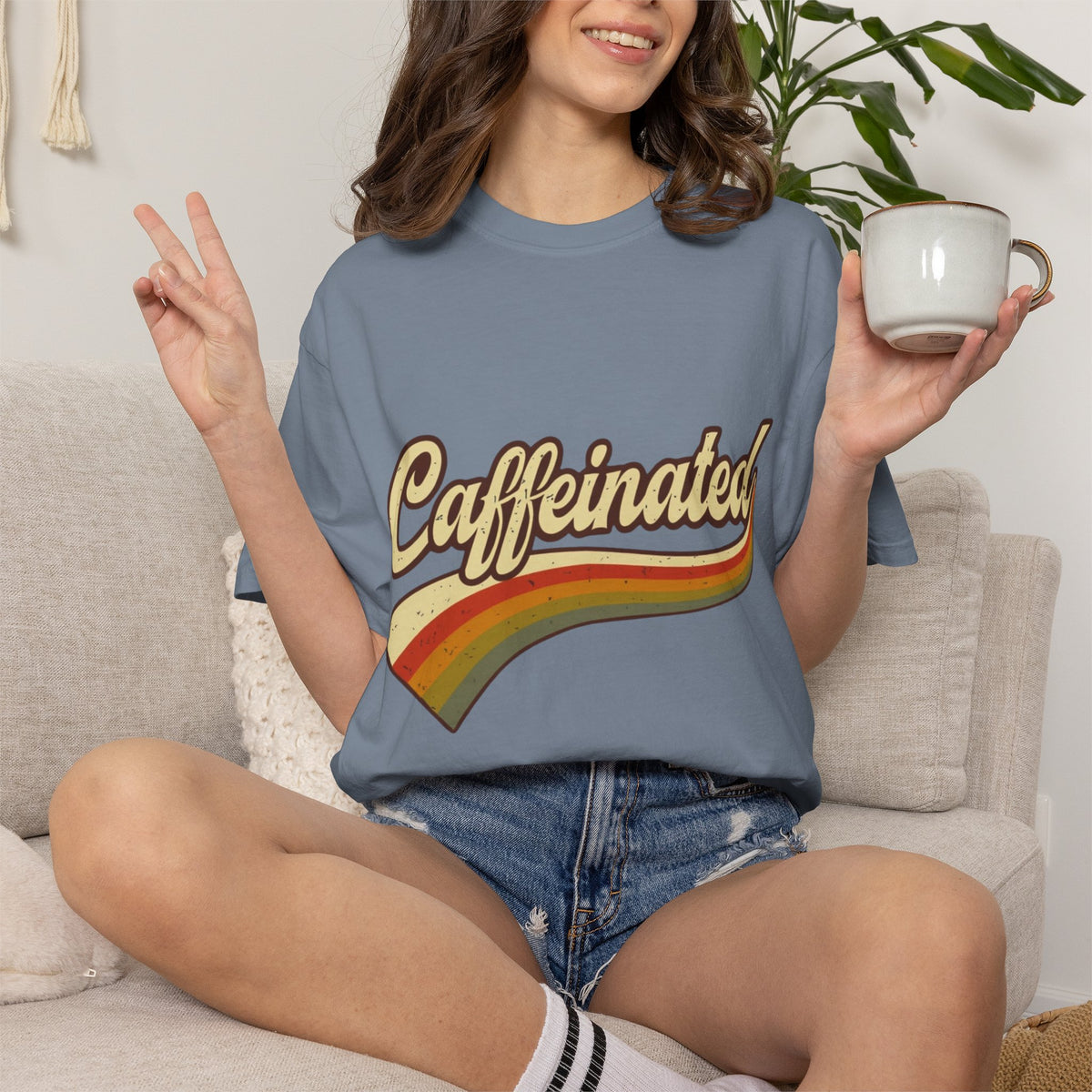Caffeinated Retro Rainbow T-Shirt