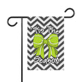 'Tis The Season Garden Flag — Chevron Green Bow Outdoor Banner