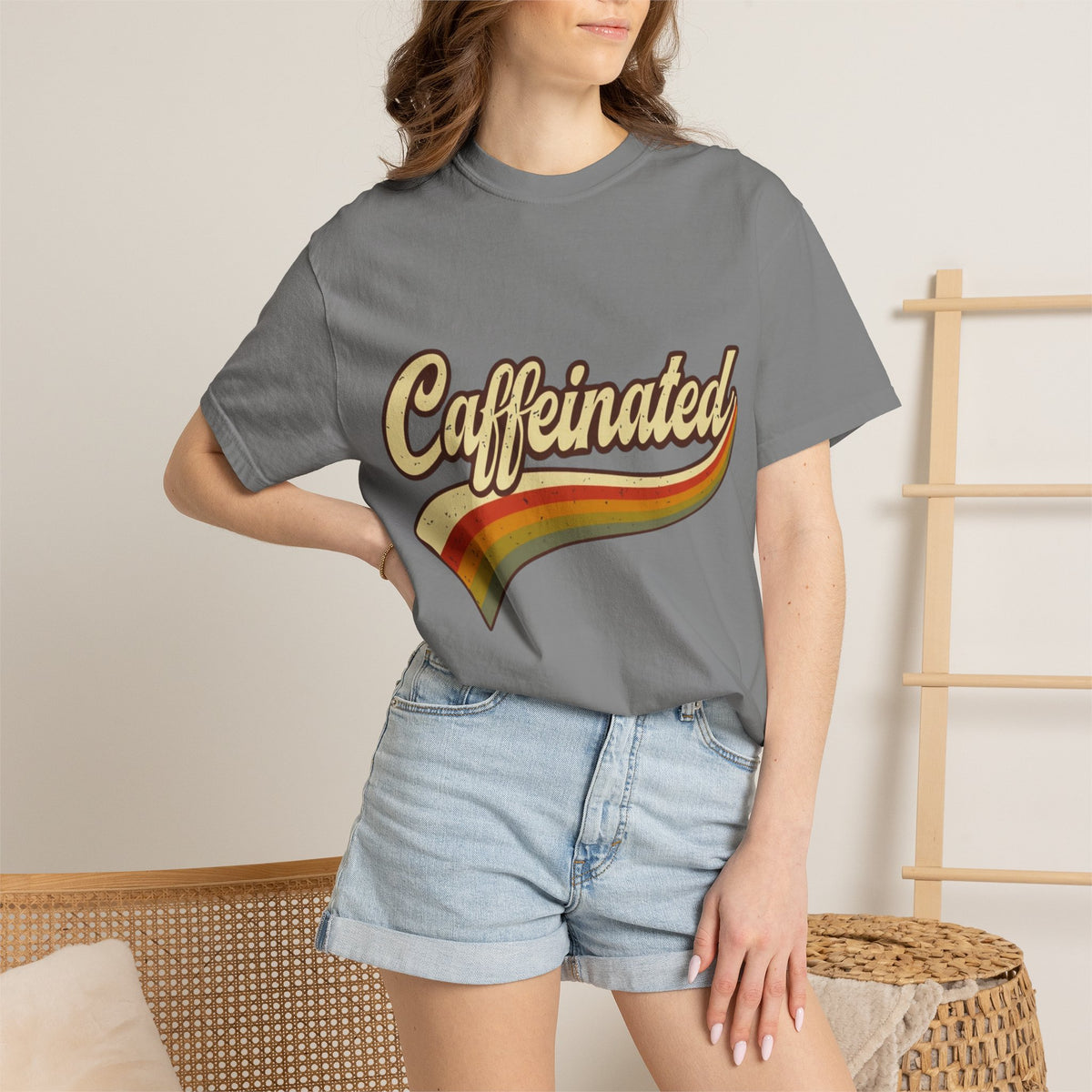 Caffeinated Retro Rainbow T-Shirt