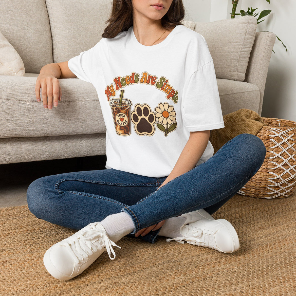 My Needs Are Simple Paw & Iced Coffee Graphic T-Shirt