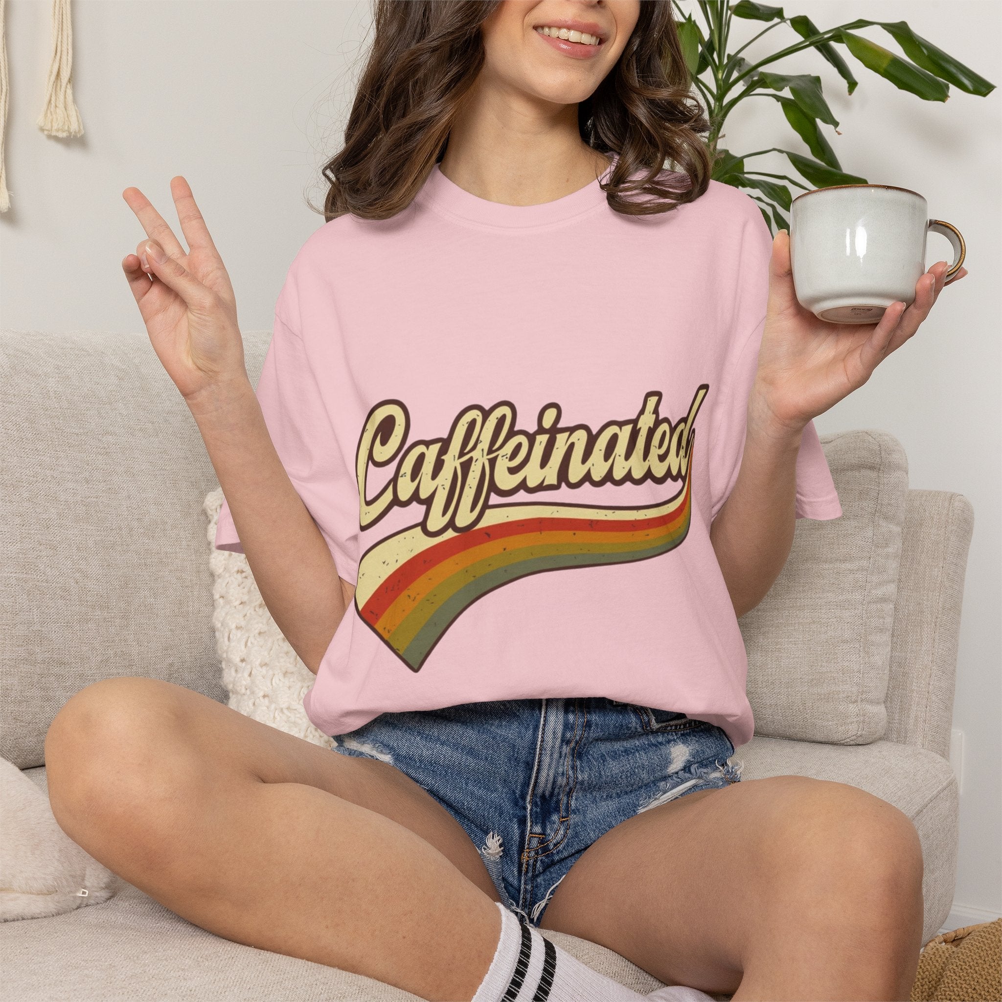 Caffeinated Retro Rainbow T-Shirt