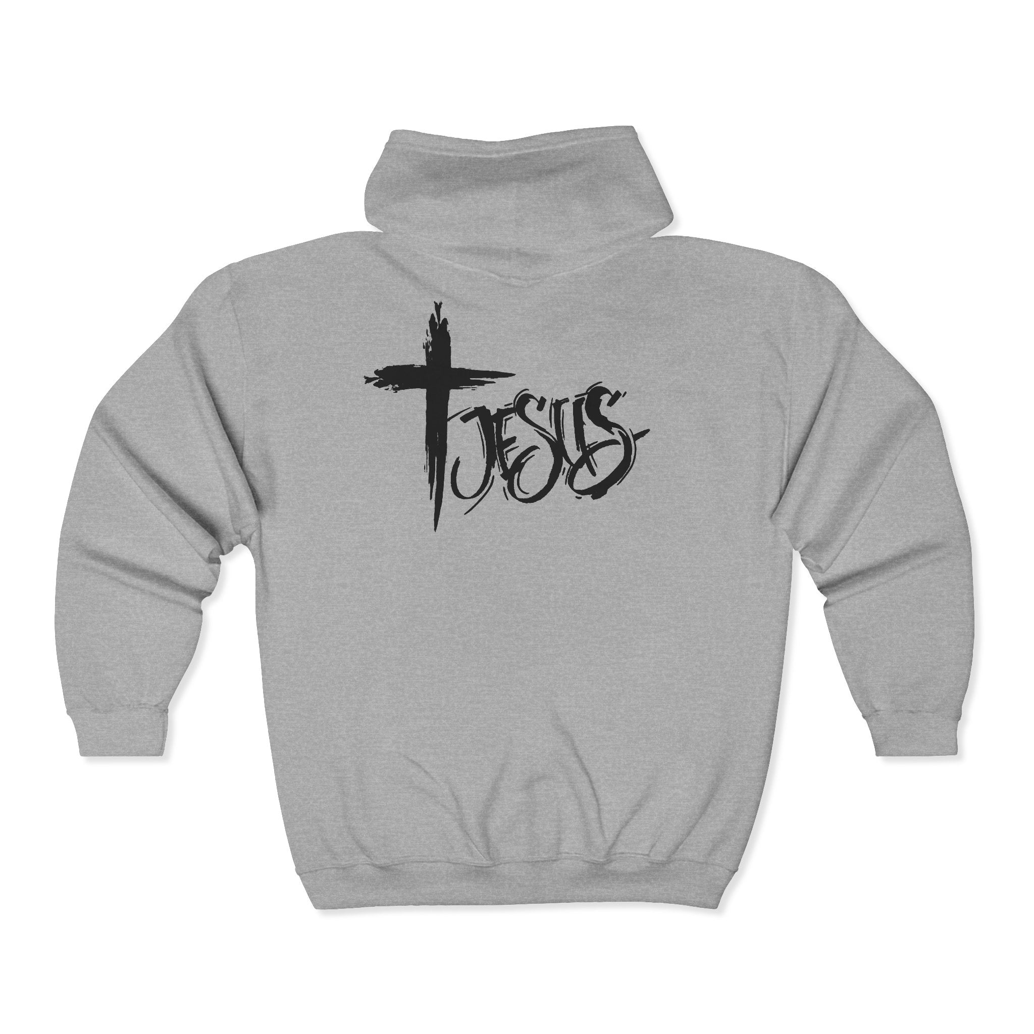 Front & Back Jesus Cross Zip Hoodie