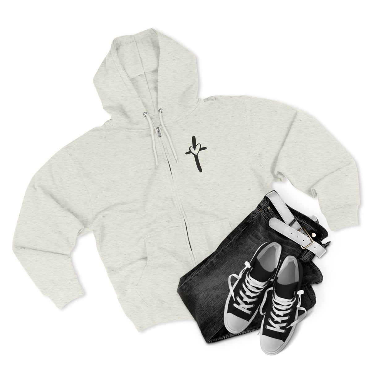 Cross & Heart Zip Hoodie