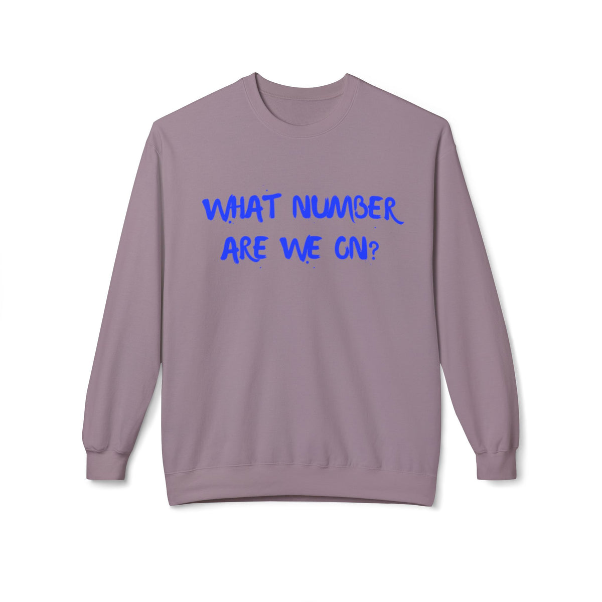 Crewneck Sweatshirt — "What Number Are We On?" Casual Graphic Pullover