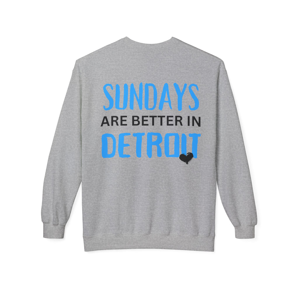 Detroit Sundays Front & Back Crewneck Sweatshirt, Cozy Unisex Fleece