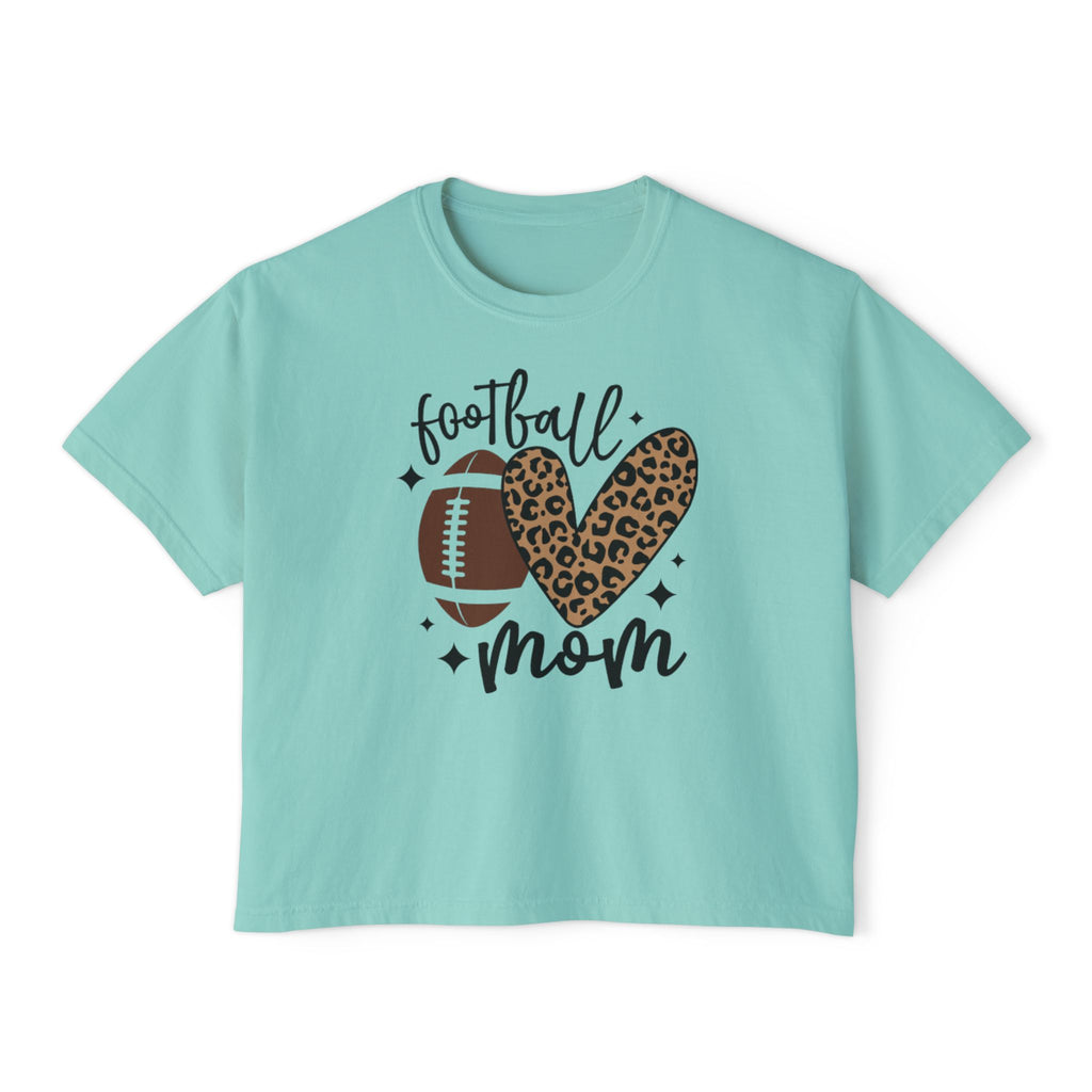 Football Mom Boxy Tee, Stylish Tee for Sports Moms, Cute Graphic T-Shirt, Perfect for Game Day, Gift for Mother's Day