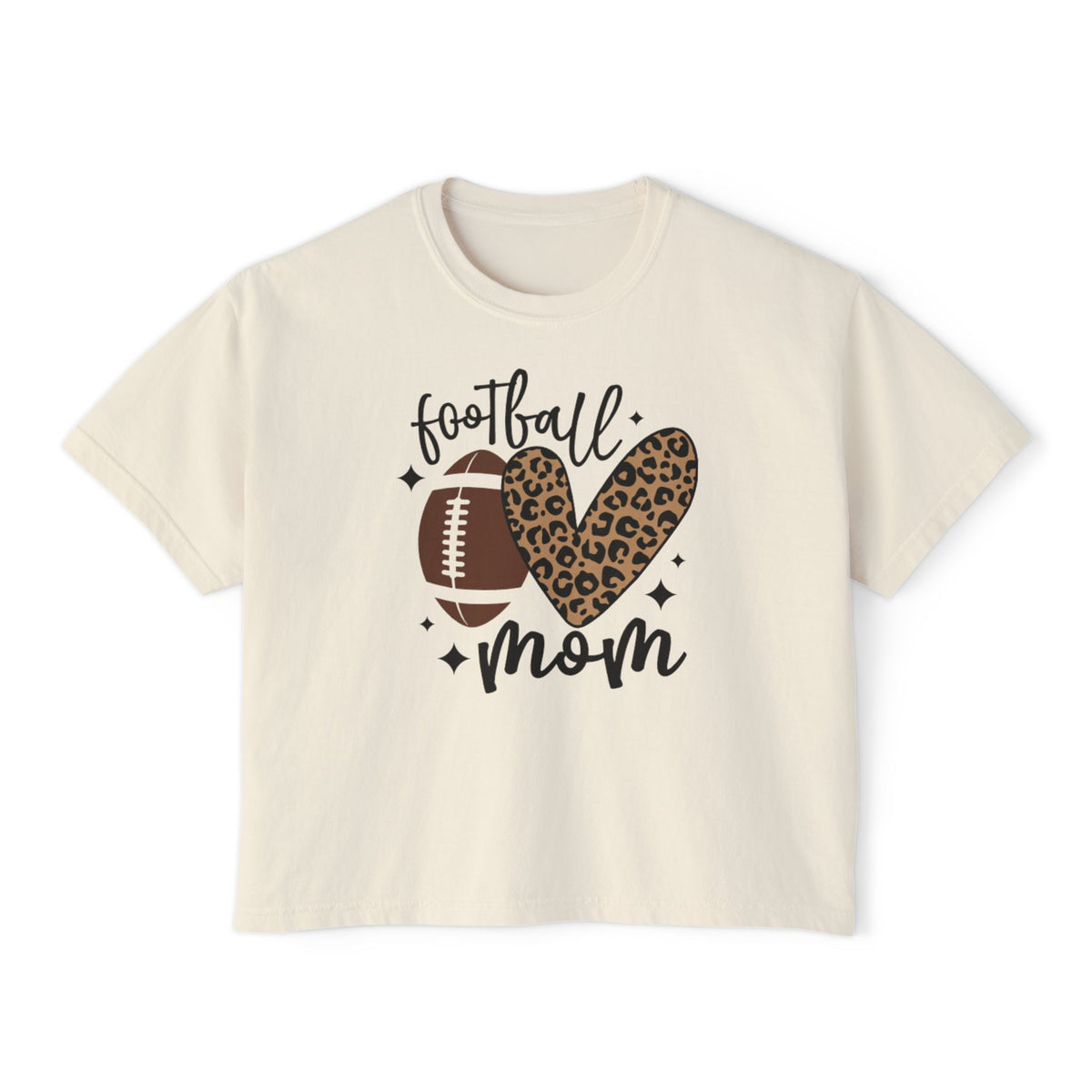 Football Mom Boxy Tee, Stylish Tee for Sports Moms, Cute Graphic T-Shirt, Perfect for Game Day, Gift for Mother's Day