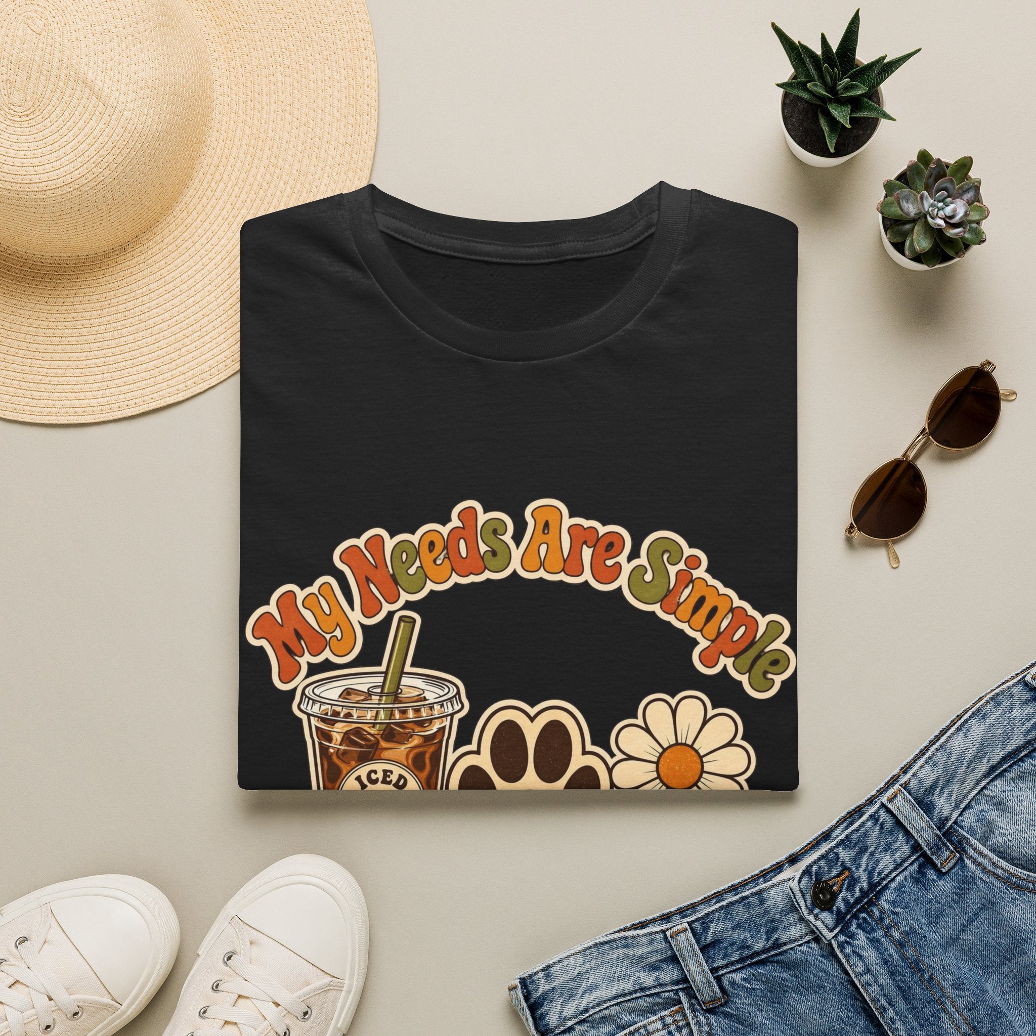 My Needs Are Simple Paw & Iced Coffee Graphic T-Shirt