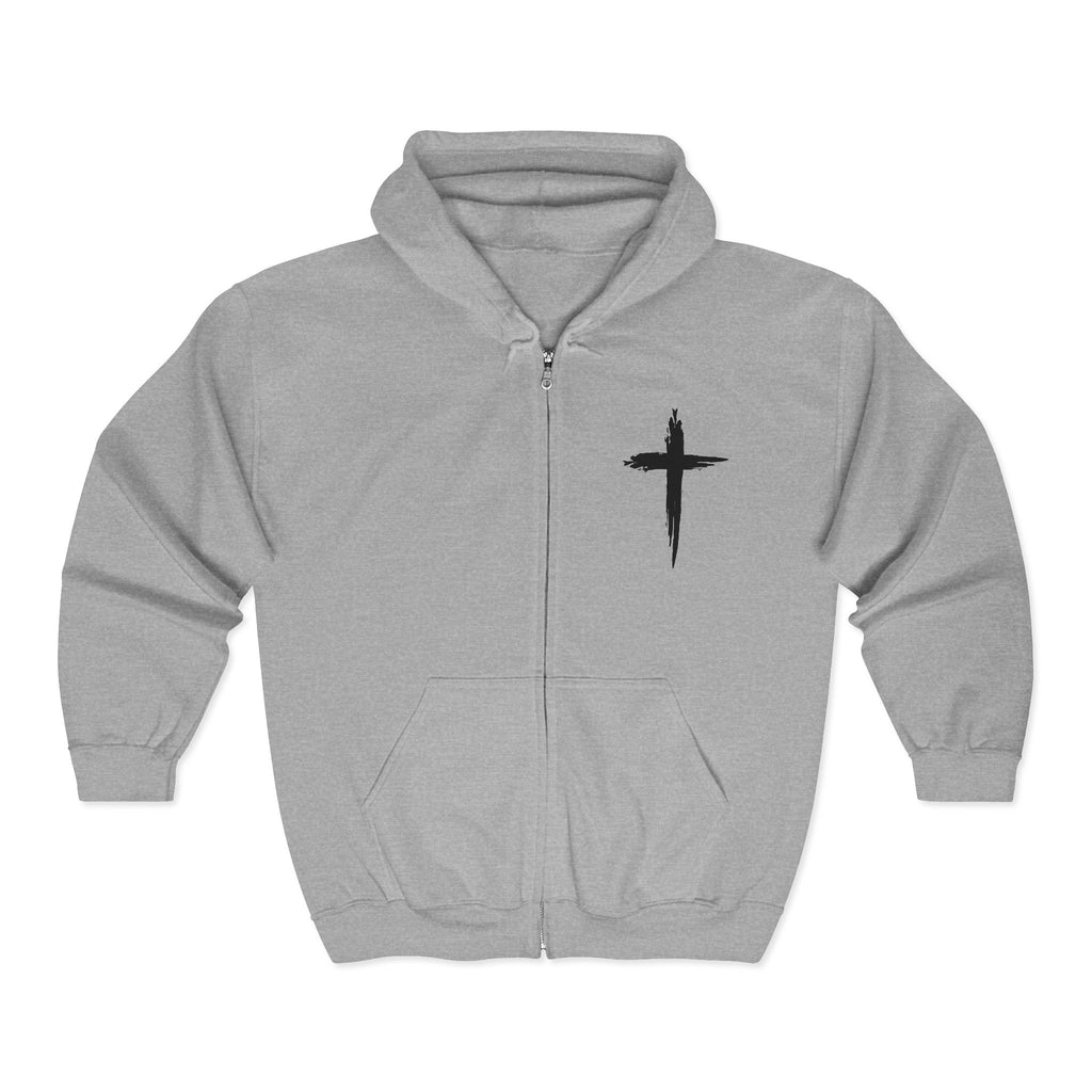 Front & Back Jesus Cross Zip Hoodie