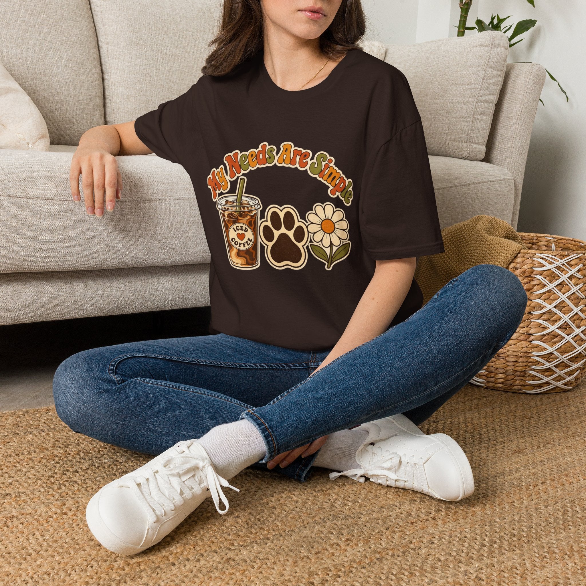 My Needs Are Simple Paw & Iced Coffee Graphic T-Shirt