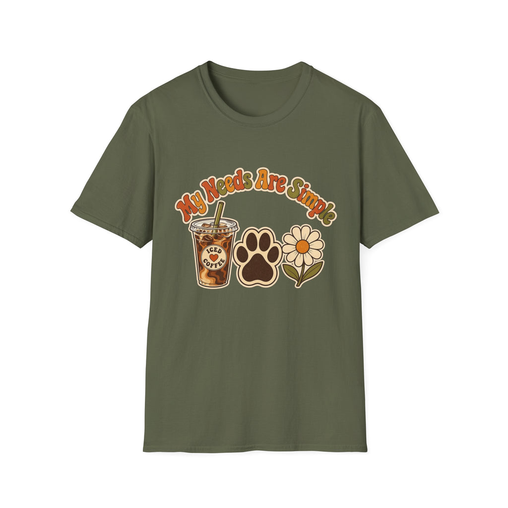 My Needs Are Simple Paw & Iced Coffee Graphic T-Shirt