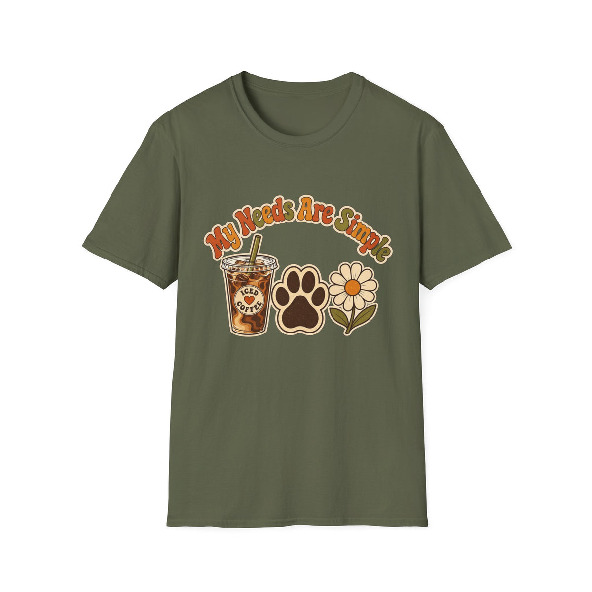 My Needs Are Simple Paw & Iced Coffee Graphic T-Shirt