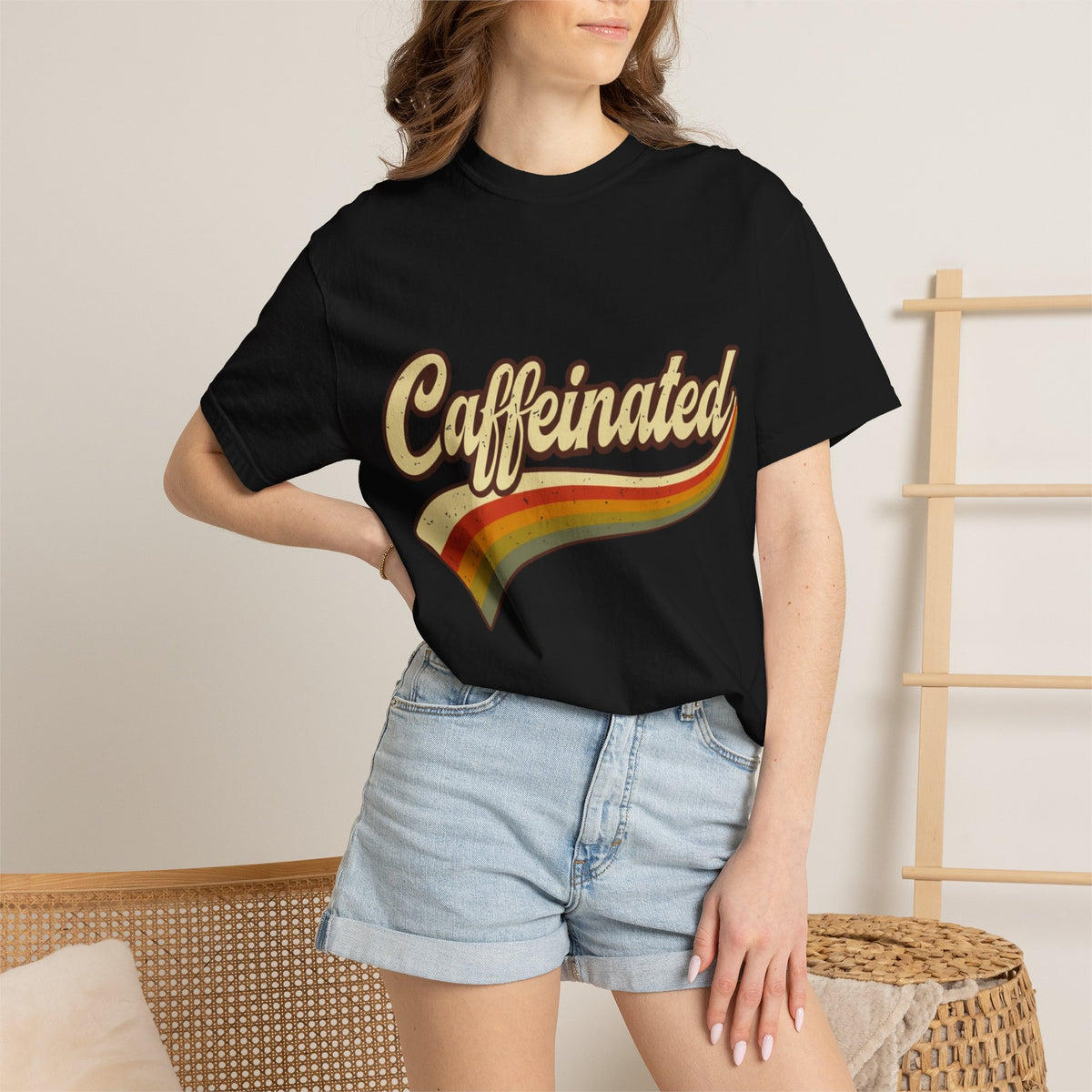 Caffeinated Retro Rainbow T-Shirt