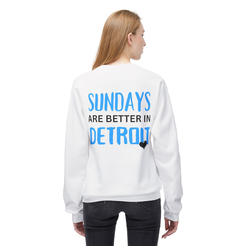 Detroit Sundays Front & Back Crewneck Sweatshirt, Cozy Unisex Fleece