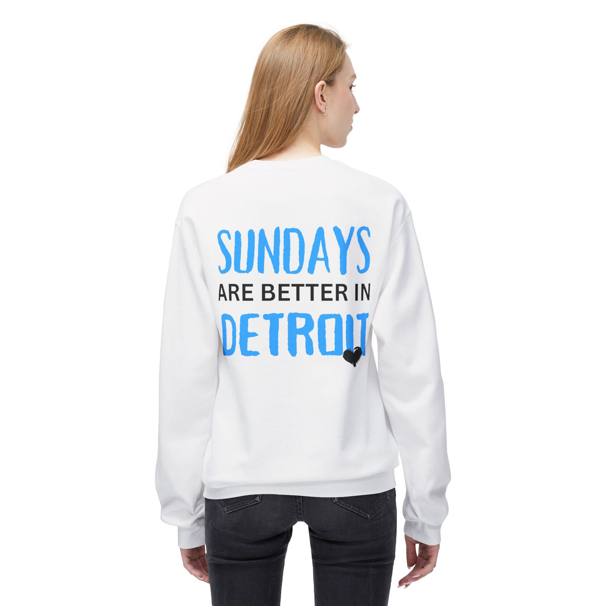 Detroit Sundays Front & Back Crewneck Sweatshirt, Cozy Unisex Fleece