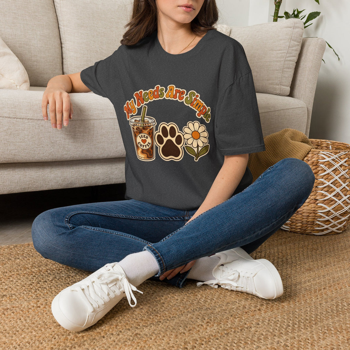 My Needs Are Simple Paw & Iced Coffee Graphic T-Shirt
