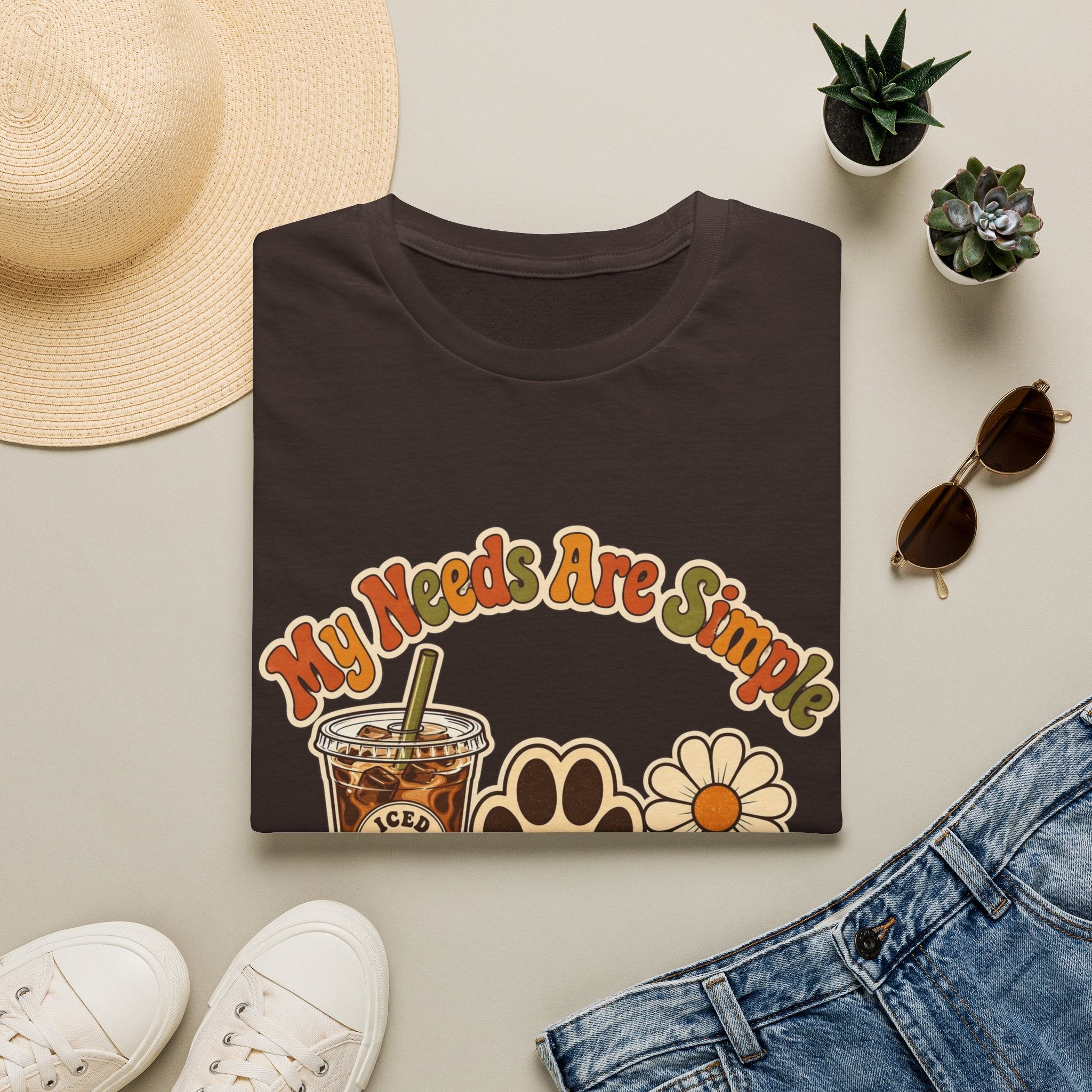 My Needs Are Simple Paw & Iced Coffee Graphic T-Shirt