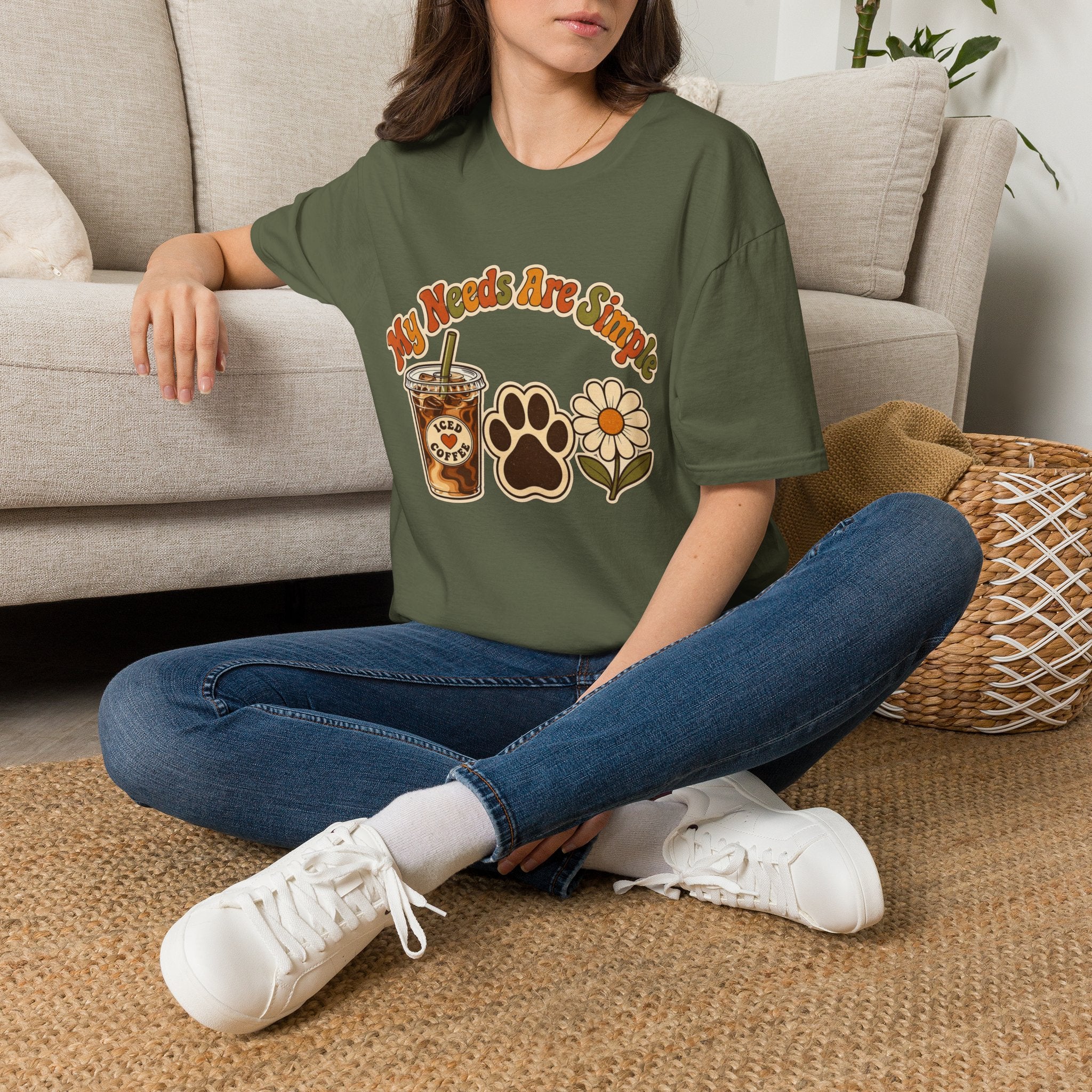 My Needs Are Simple Paw & Iced Coffee Graphic T-Shirt