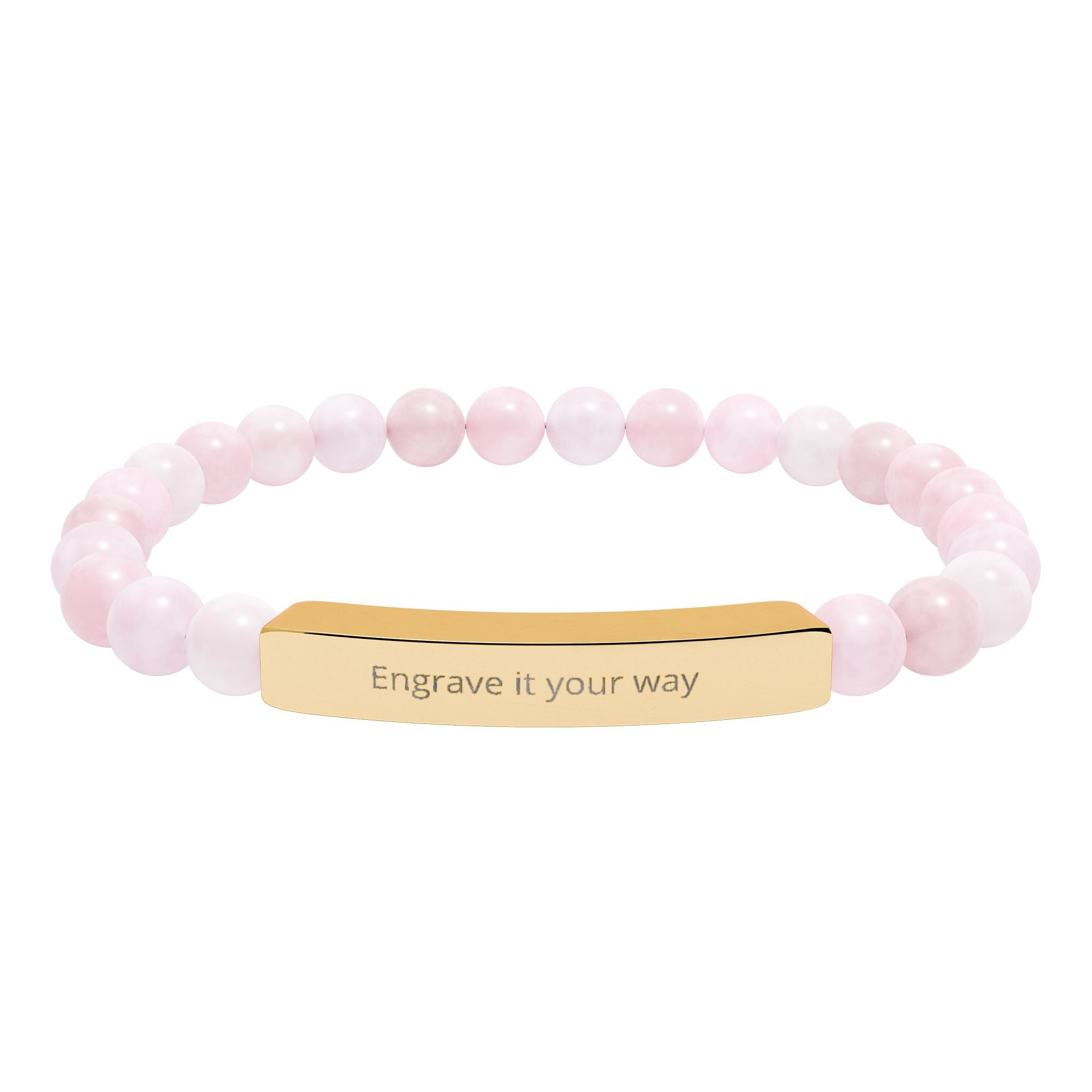 Engravable Natural Stone Bar Bracelet – Stretch Beaded Personalized Jewelry