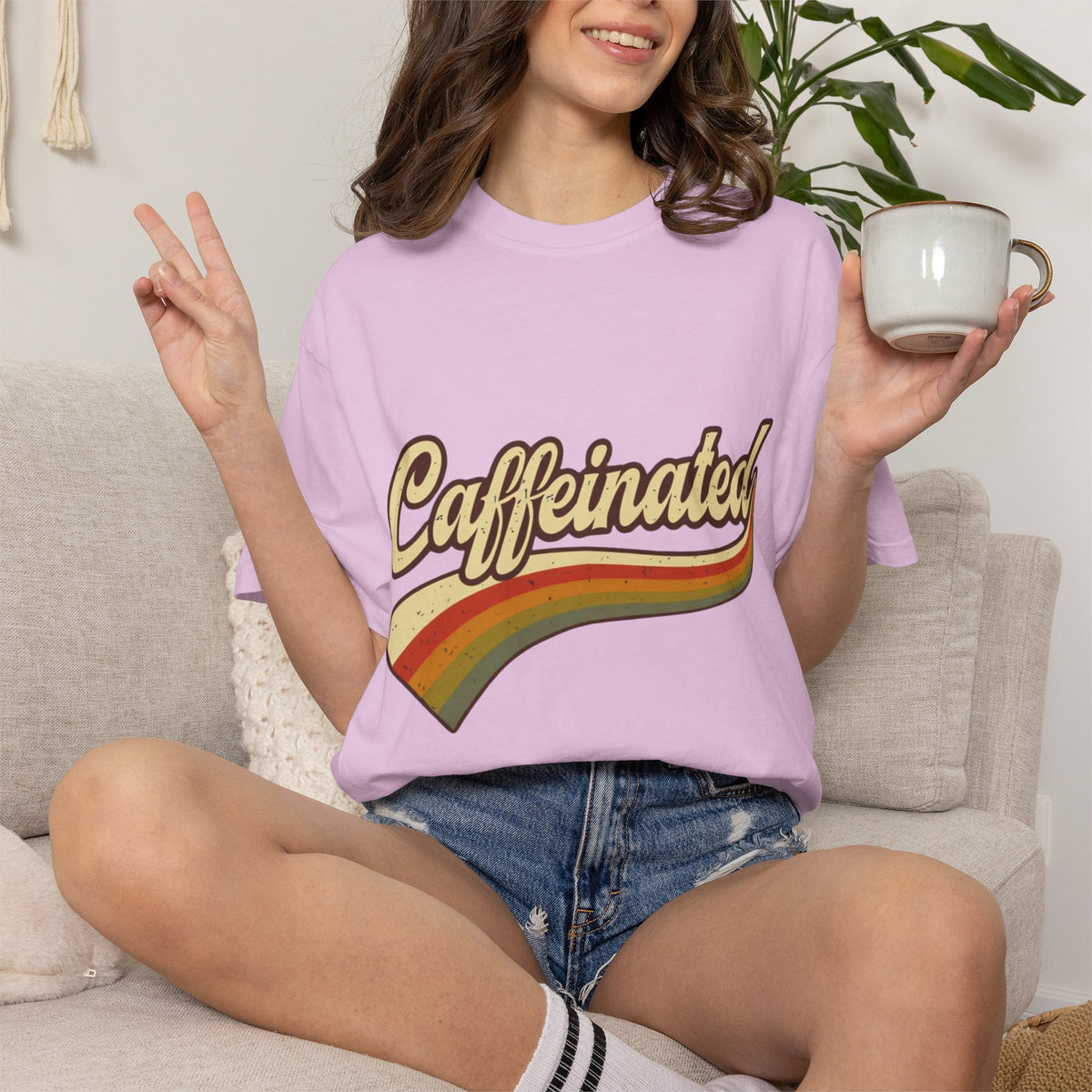 Caffeinated Retro Rainbow T-Shirt