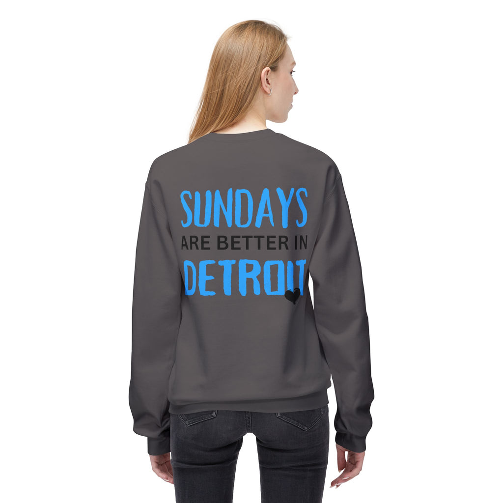 Detroit Sundays Front & Back Crewneck Sweatshirt, Cozy Unisex Fleece