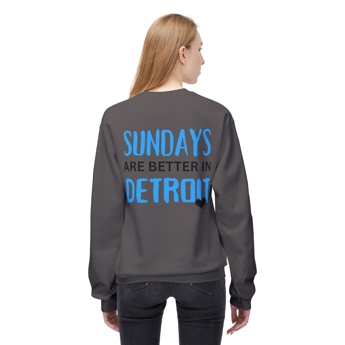 Detroit Sundays Front & Back Crewneck Sweatshirt, Cozy Unisex Fleece